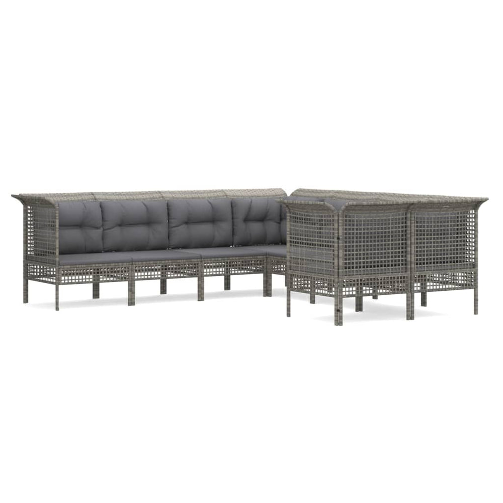 8-delige Loungeset met kussens poly rattan grijs MeubelReus