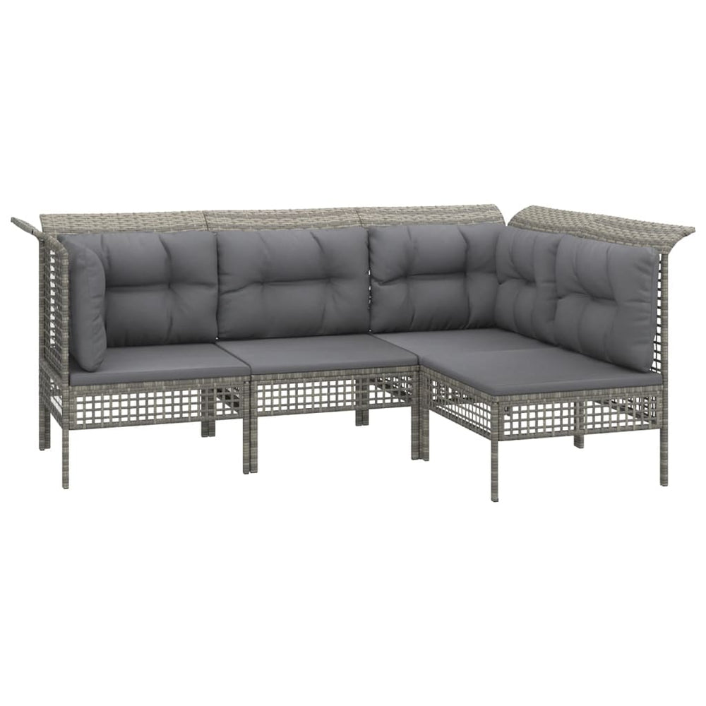 8-delige Loungeset met kussens poly rattan grijs MeubelReus