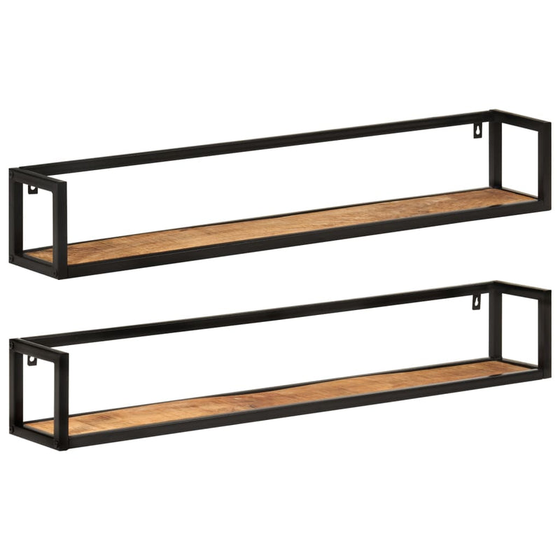 Wandschappen 2 st 110x17x17 cm massief mangohout en ijzer MeubelReus