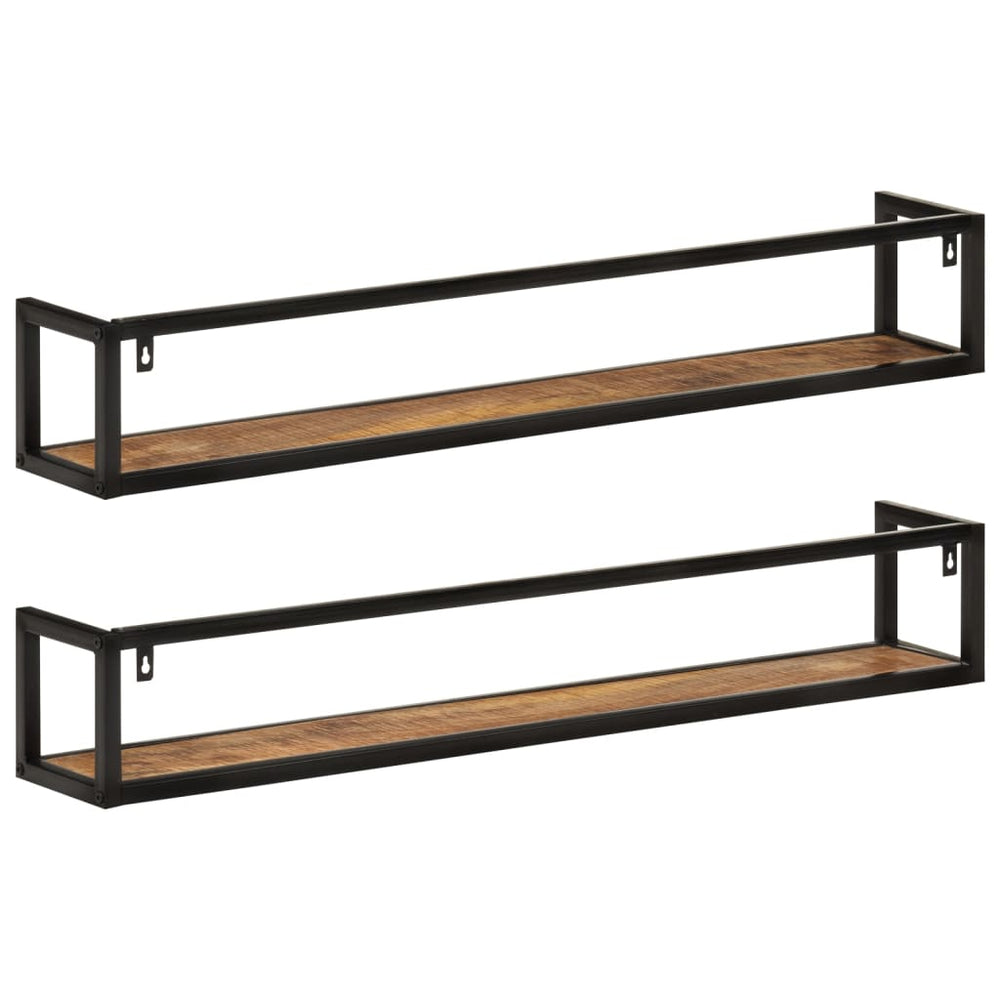 Wandschappen 2 st 110x17x17 cm massief mangohout en ijzer MeubelReus