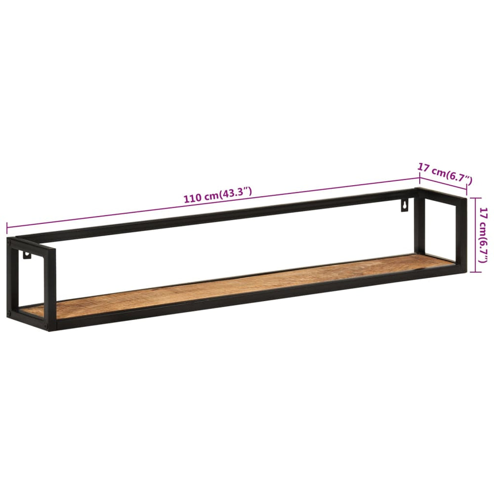 Wandschappen 2 st 110x17x17 cm massief mangohout en ijzer MeubelReus