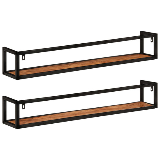 Wandschappen 2 st 110x17x17 cm massief acaciahout en ijzer MeubelReus