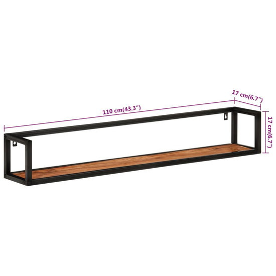 Wandschappen 2 st 110x17x17 cm massief acaciahout en ijzer MeubelReus