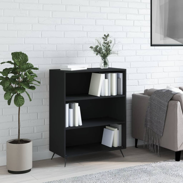 Boekenkast 69,5x32,5x90 cm bewerkt hout zwart MeubelReus