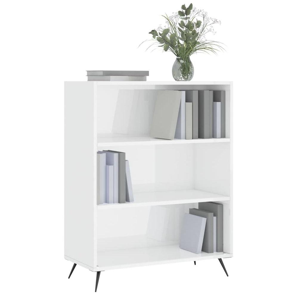 Boekenkast 69,5x32,5x90 cm bewerkt hout hoogglans wit MeubelReus