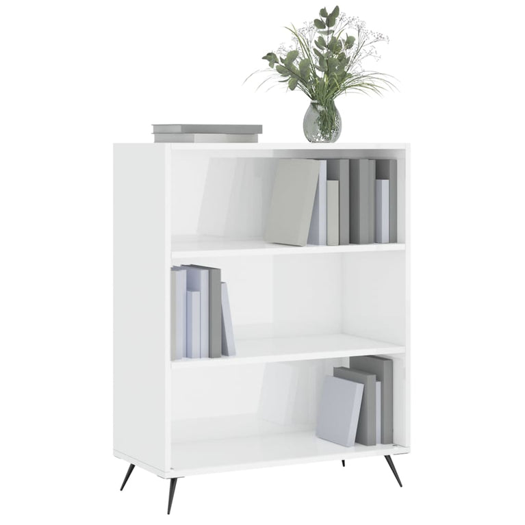 Boekenkast 69,5x32,5x90 cm bewerkt hout hoogglans wit MeubelReus