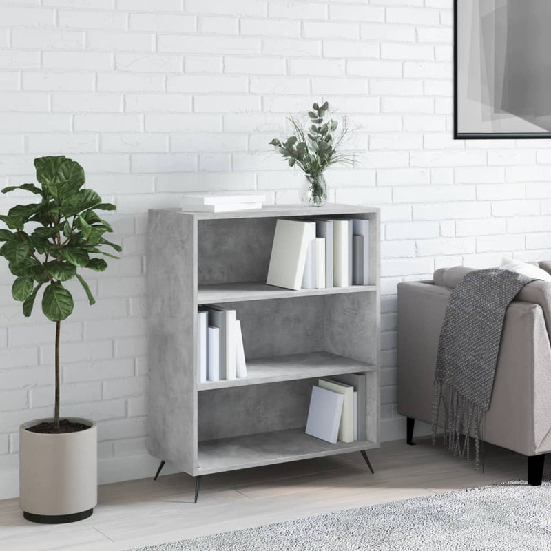 Boekenkast 69,5x32,5x90 cm bewerkt hout betongrijs MeubelReus