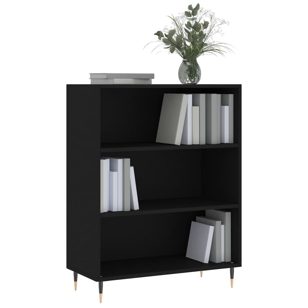 Boekenkast 69,5x32,5x90 cm bewerkt hout zwart MeubelReus