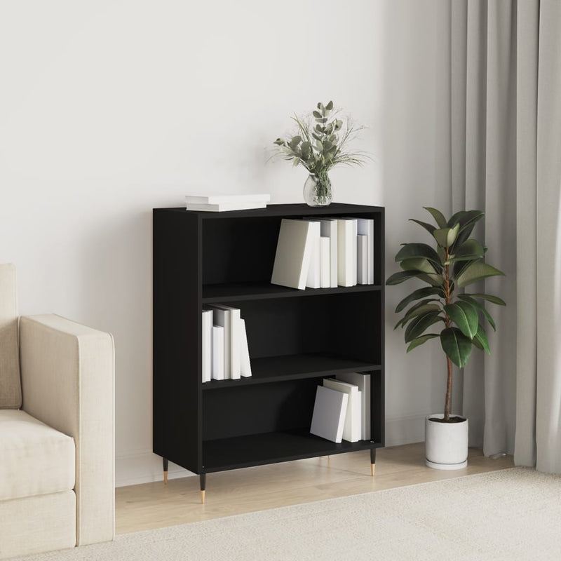 Boekenkast 69,5x32,5x90 cm bewerkt hout zwart MeubelReus