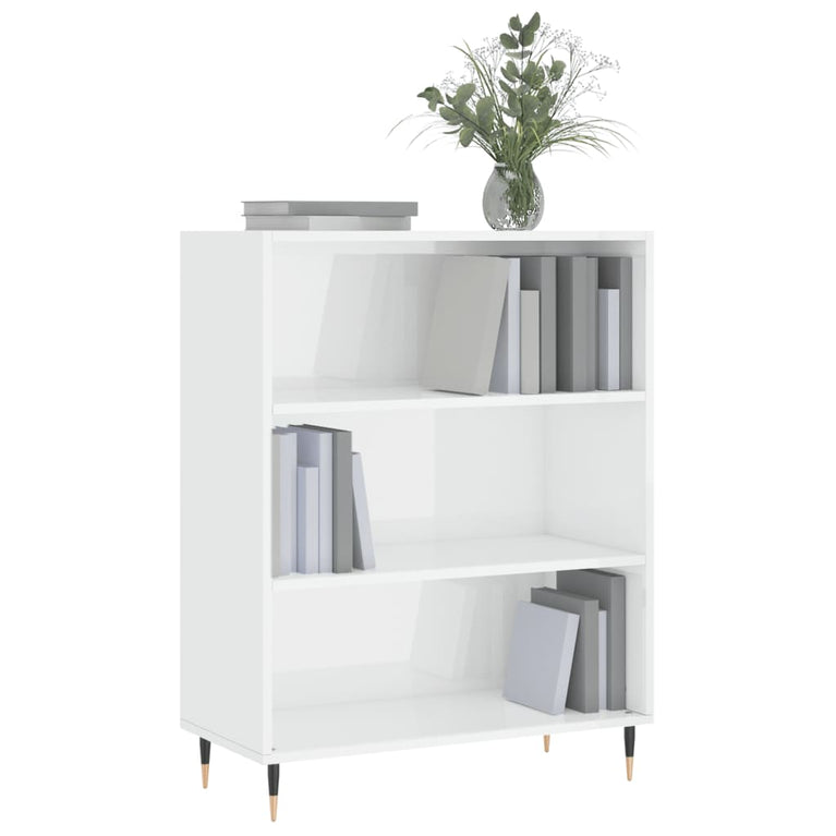 Boekenkast 69,5x32,5x90 cm bewerkt hout hoogglans wit MeubelReus