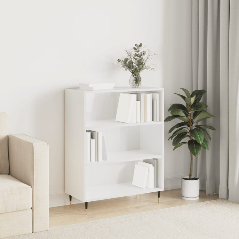 Boekenkast 69,5x32,5x90 cm bewerkt hout hoogglans wit MeubelReus