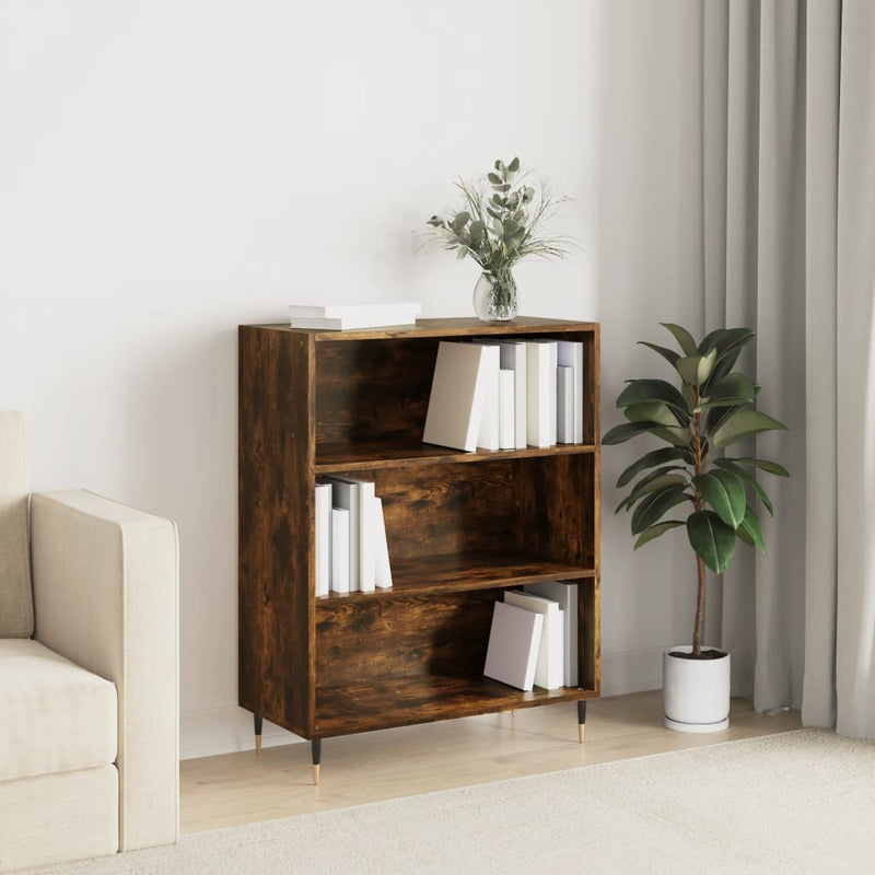 Boekenkast 69,5x32,5x90 cm bewerkt hout gerookt eikenkleurig MeubelReus