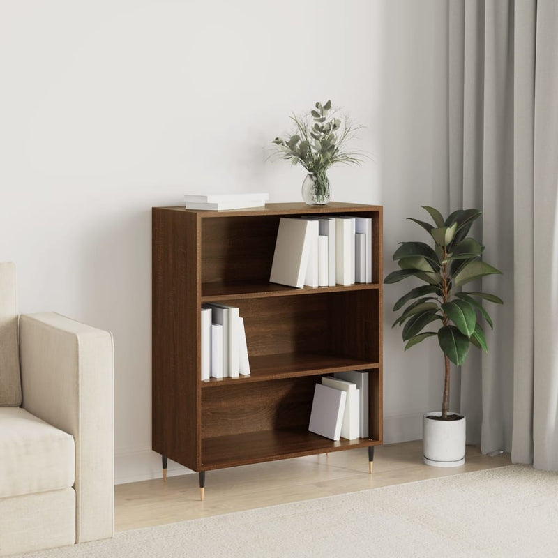 Boekenkast 69,5x32,5x90 cm bewerkt hout bruin eikenkleur MeubelReus