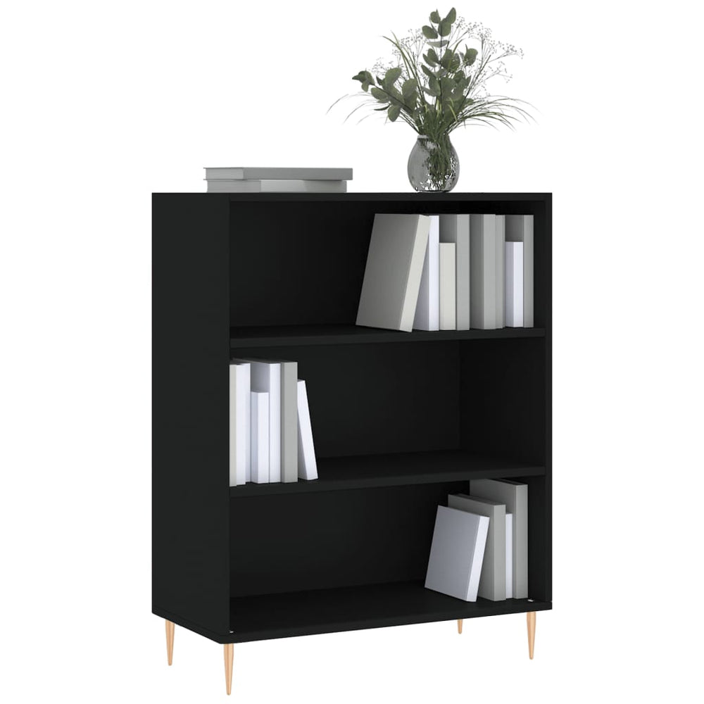 Boekenkast 69,5x32,5x90 cm bewerkt hout zwart MeubelReus