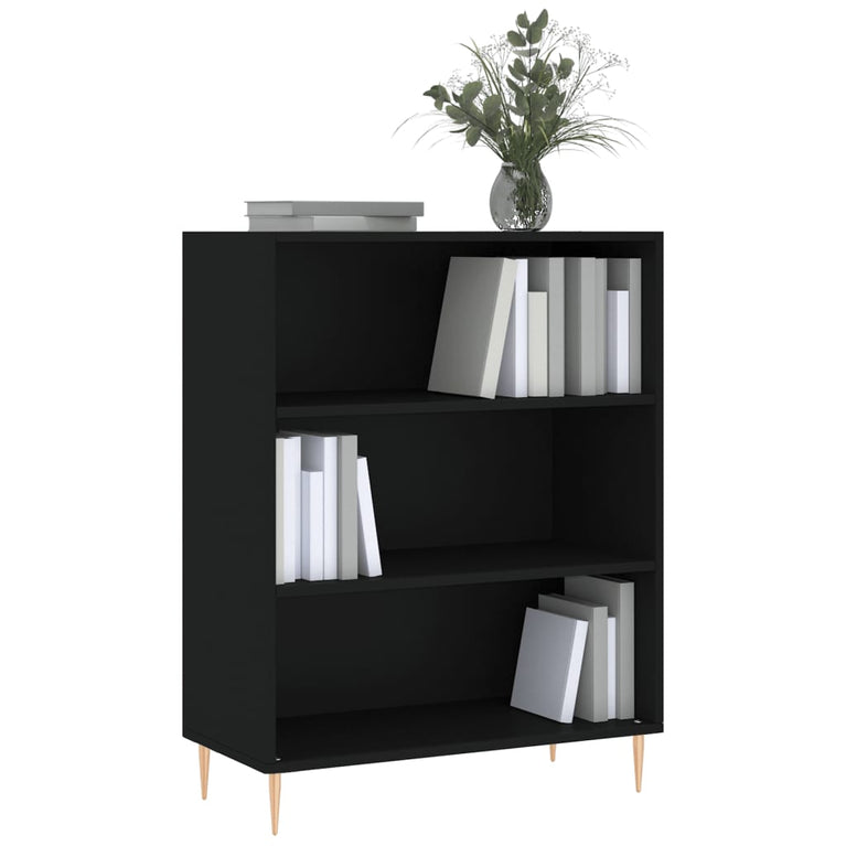 Boekenkast 69,5x32,5x90 cm bewerkt hout zwart MeubelReus