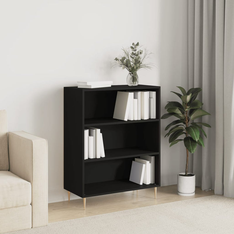 Boekenkast 69,5x32,5x90 cm bewerkt hout zwart MeubelReus