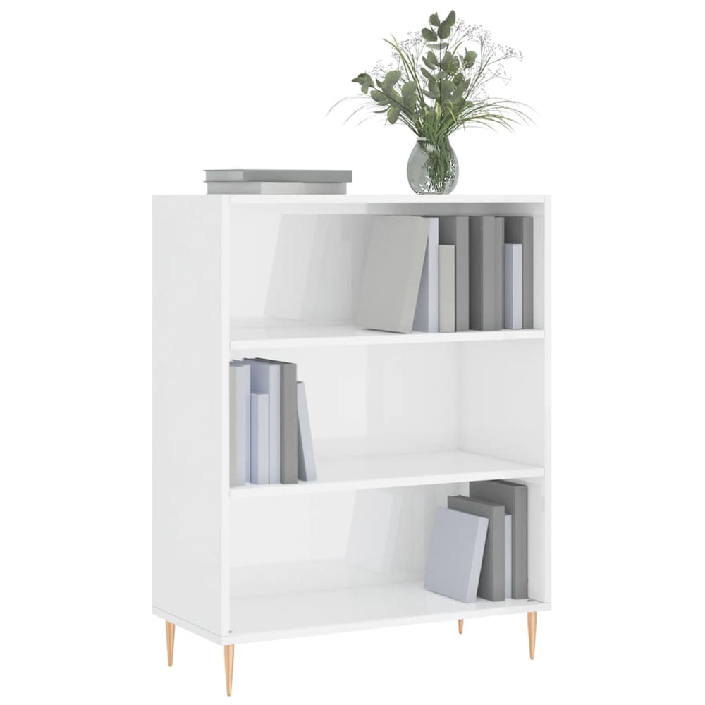 Boekenkast 69,5x32,5x90 cm bewerkt hout hoogglans wit MeubelReus