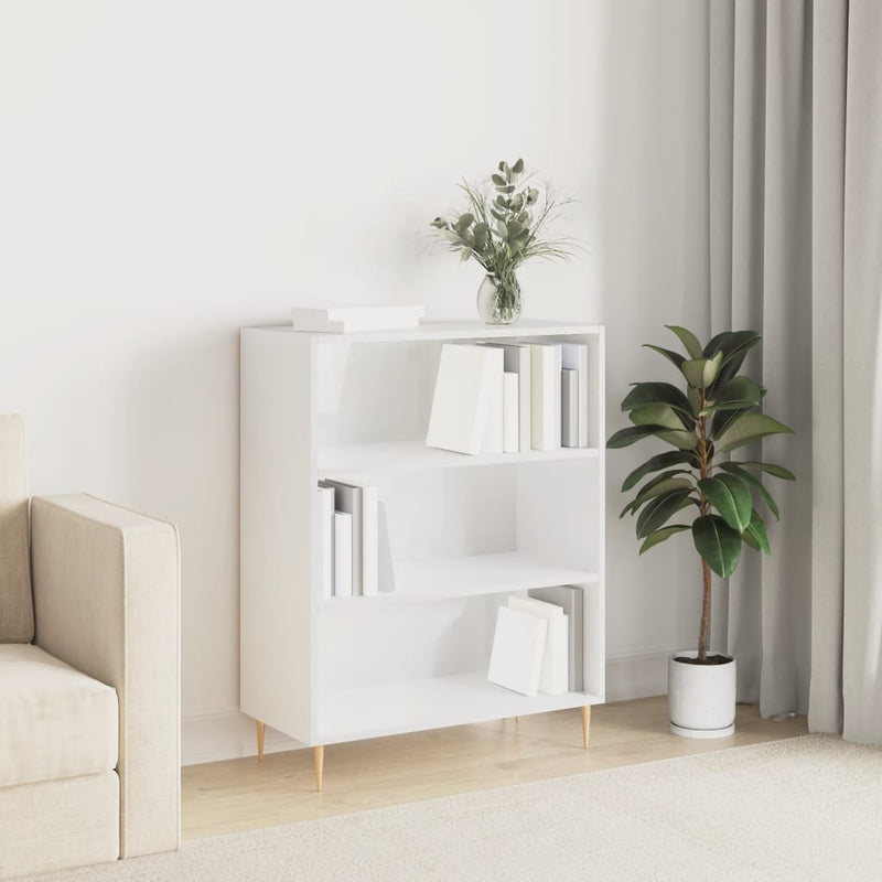 Boekenkast 69,5x32,5x90 cm bewerkt hout hoogglans wit MeubelReus