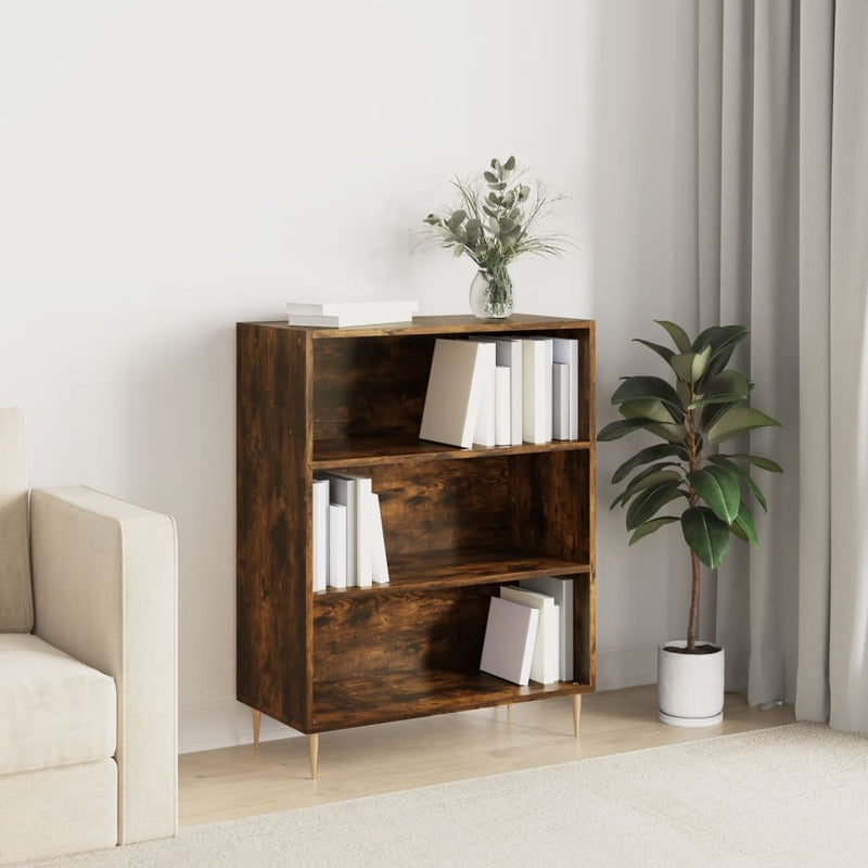 Boekenkast 69,5x32,5x90 cm bewerkt hout gerookt eikenkleurig MeubelReus