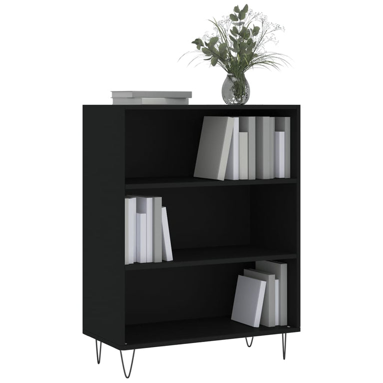 Boekenkast 69,5x32,5x90 cm bewerkt hout zwart MeubelReus