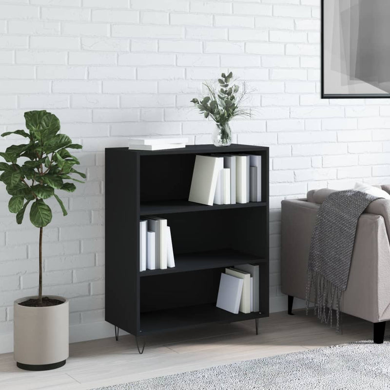 Boekenkast 69,5x32,5x90 cm bewerkt hout zwart MeubelReus