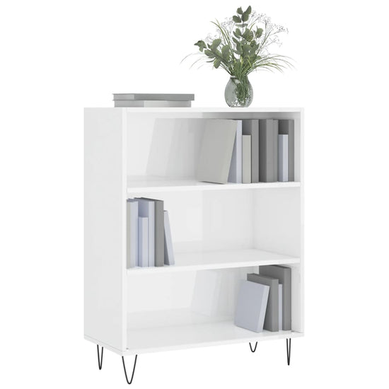 Boekenkast 69,5x32,5x90 cm bewerkt hout hoogglans wit MeubelReus