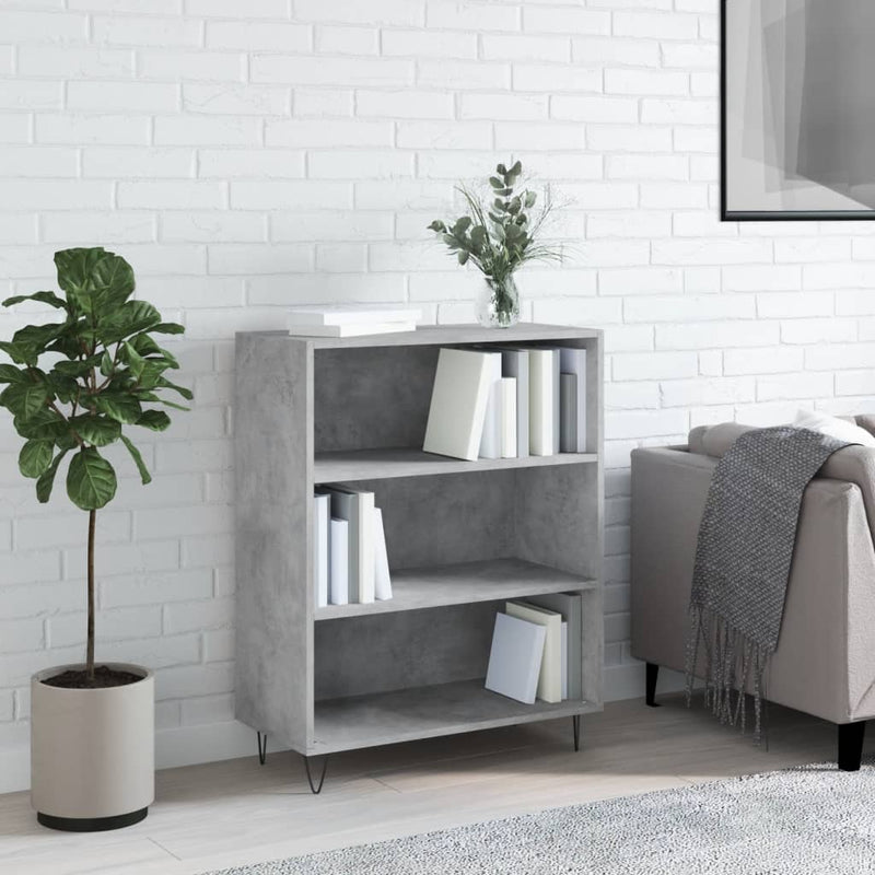 Boekenkast 69,5x32,5x90 cm bewerkt hout betongrijs MeubelReus