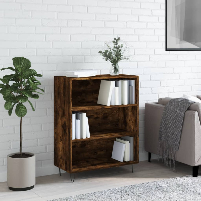Boekenkast 69,5x32,5x90 cm bewerkt hout gerookt eikenkleurig MeubelReus