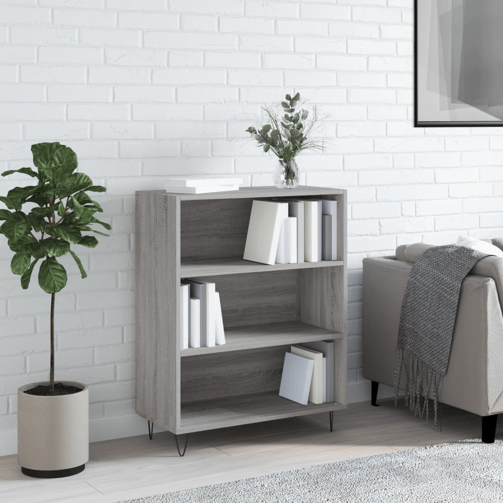 Boekenkast 69,5x32,5x90 cm bewerkt hout grijs sonoma eikenkleur MeubelReus