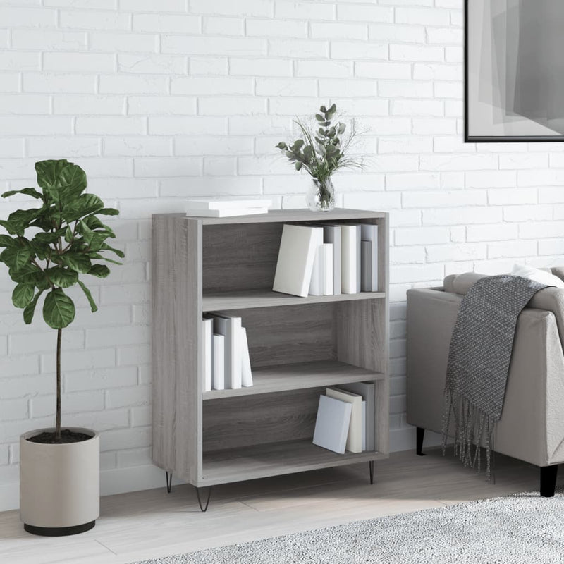 Boekenkast 69,5x32,5x90 cm bewerkt hout grijs sonoma eikenkleur MeubelReus