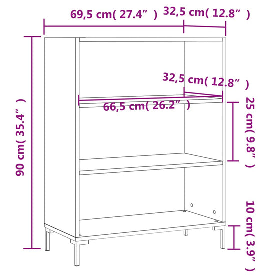 Boekenkast 69,5x32,5x90 cm bewerkt hout wit MeubelReus