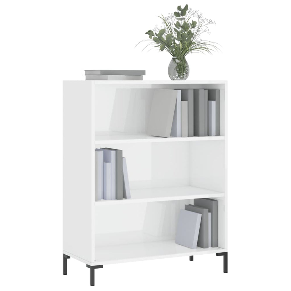 Boekenkast 69,5x32,5x90 cm bewerkt hout hoogglans wit MeubelReus