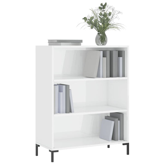 Boekenkast 69,5x32,5x90 cm bewerkt hout hoogglans wit MeubelReus