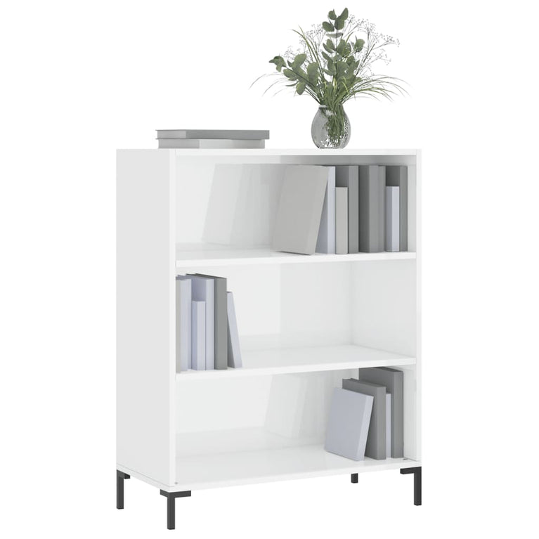 Boekenkast 69,5x32,5x90 cm bewerkt hout hoogglans wit MeubelReus