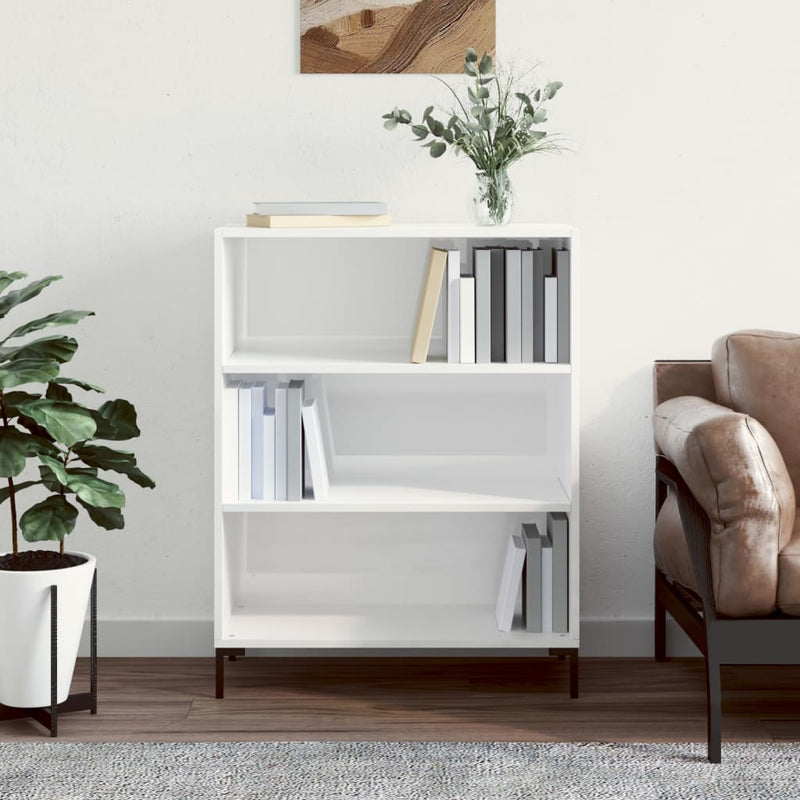 Boekenkast 69,5x32,5x90 cm bewerkt hout hoogglans wit MeubelReus