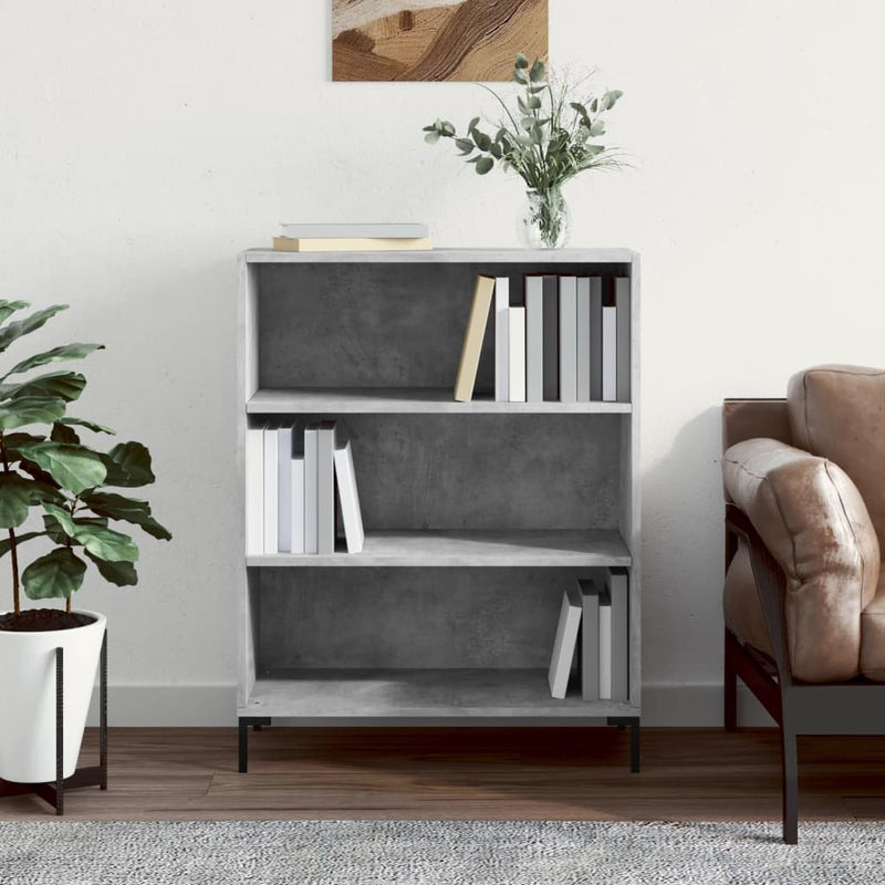 Boekenkast 69,5x32,5x90 cm bewerkt hout betongrijs MeubelReus