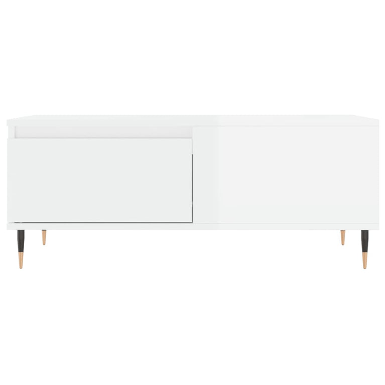 Salontafel 90x50x36,5 cm bewerkt hout hoogglans wit MeubelReus