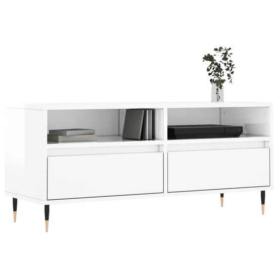 Tv-meubel 100x34,5x44,5 cm bewerkt hout hoogglans wit MeubelReus
