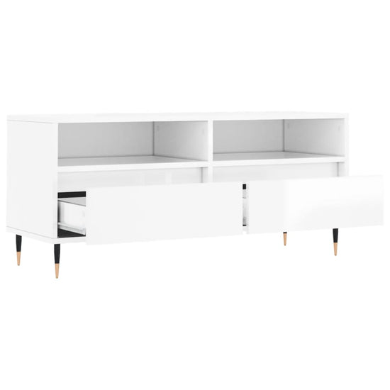 Tv-meubel 100x34,5x44,5 cm bewerkt hout hoogglans wit MeubelReus
