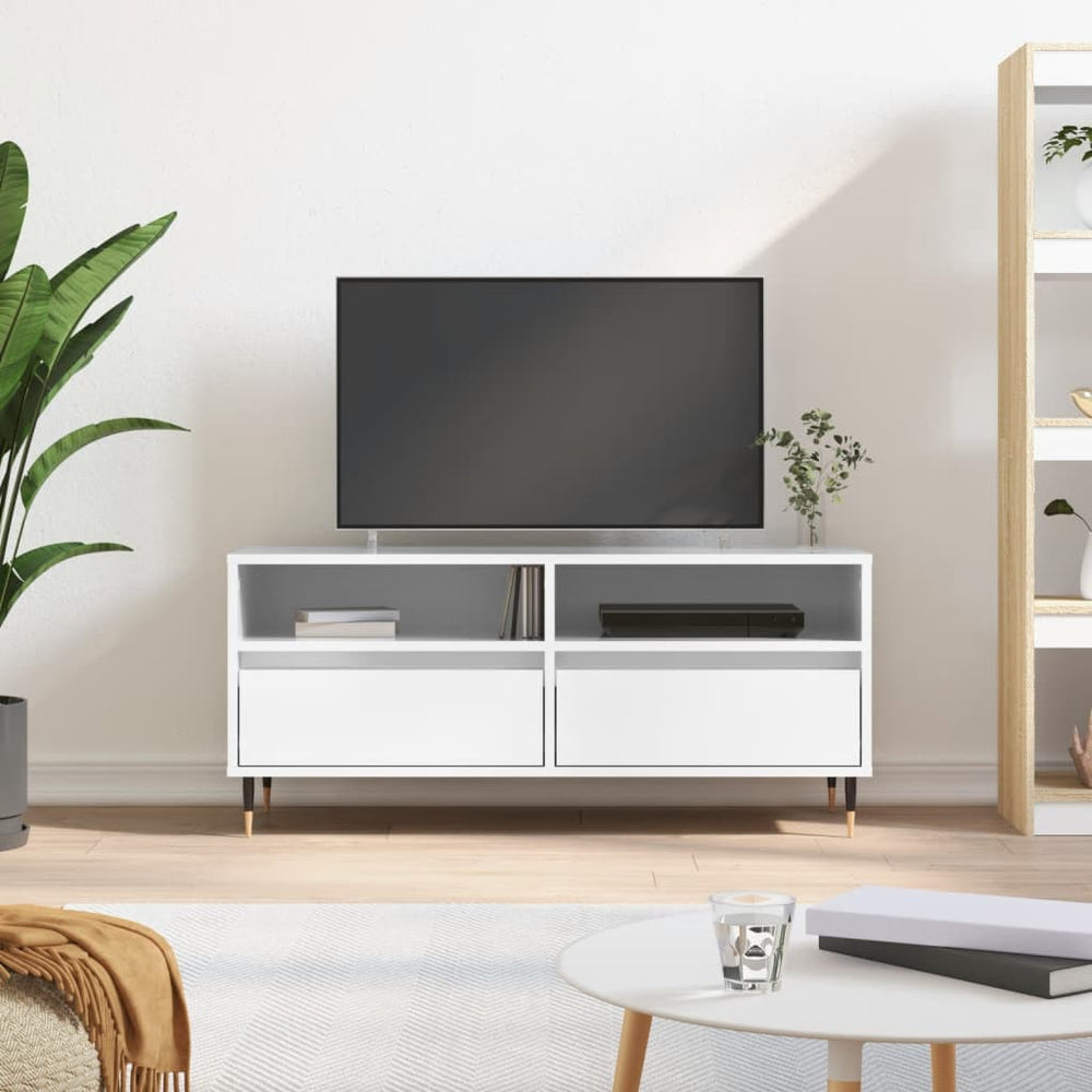 Tv-meubel 100x34,5x44,5 cm bewerkt hout hoogglans wit MeubelReus