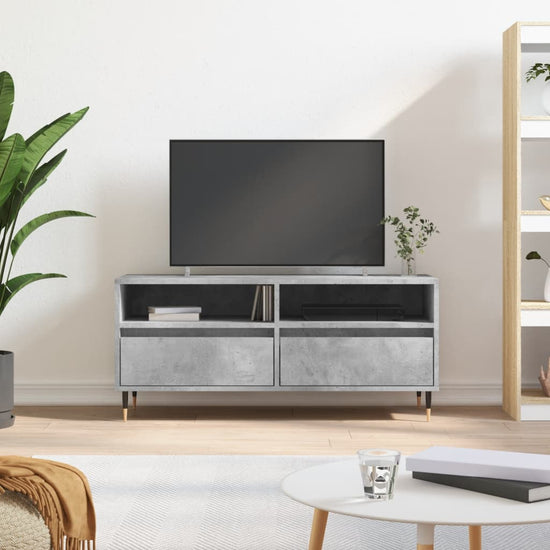 Tv-meubel 100x34,5x44,5 cm bewerkt hout betongrijs MeubelReus