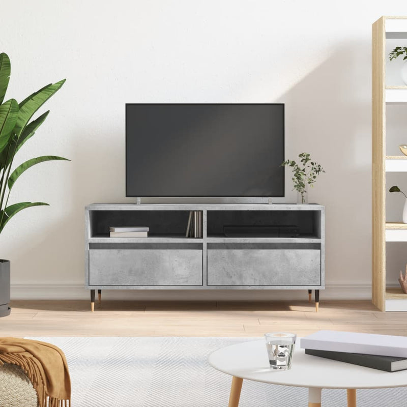 Tv-meubel 100x34,5x44,5 cm bewerkt hout betongrijs MeubelReus