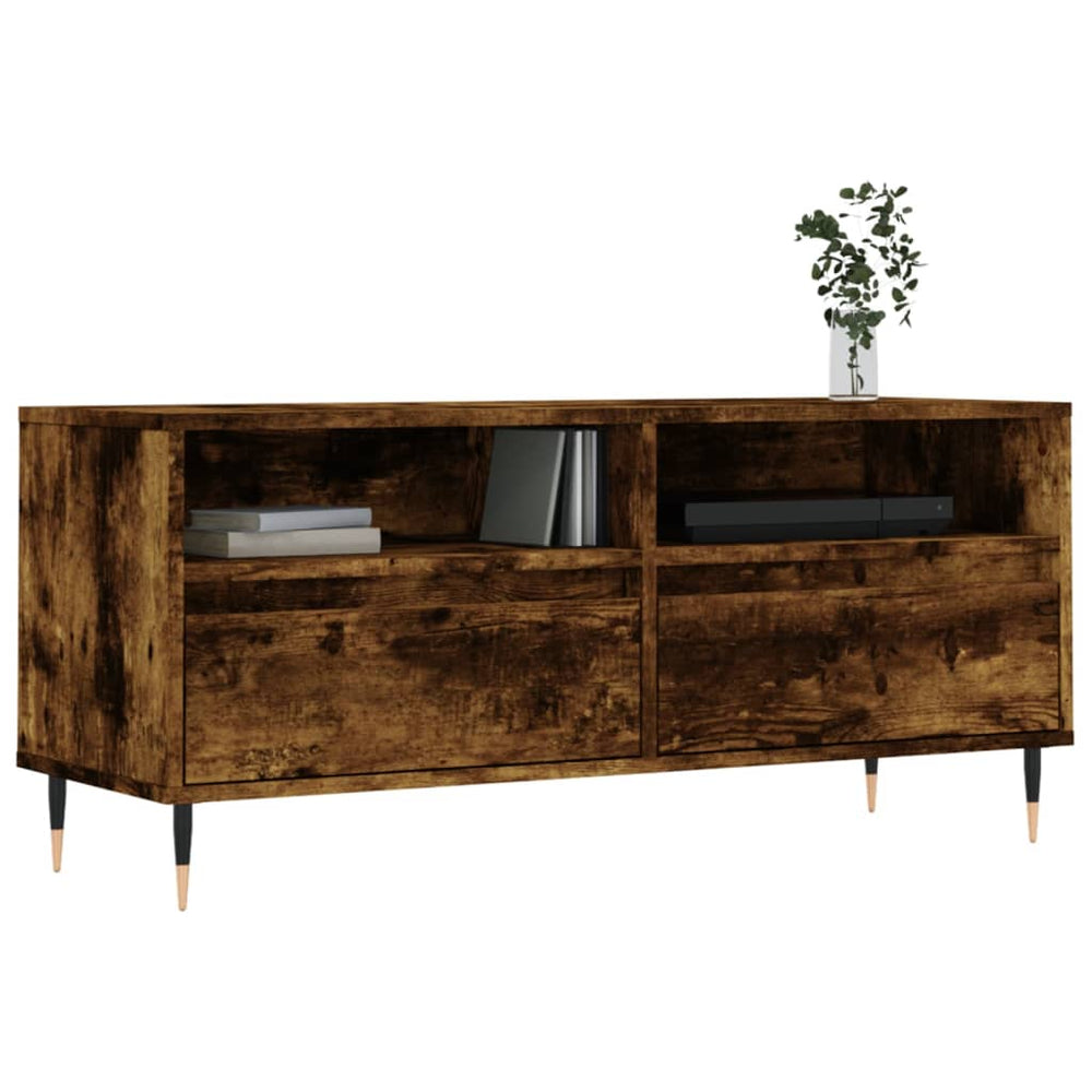 Tv-meubel 100x34,5x44,5 cm bewerkt hout gerookt eikenkleurig MeubelReus