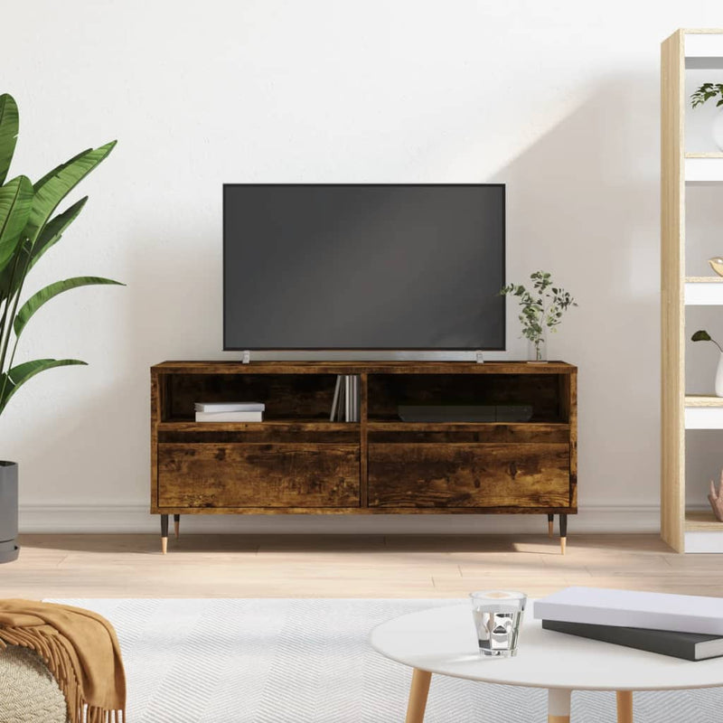 Tv-meubel 100x34,5x44,5 cm bewerkt hout gerookt eikenkleurig MeubelReus