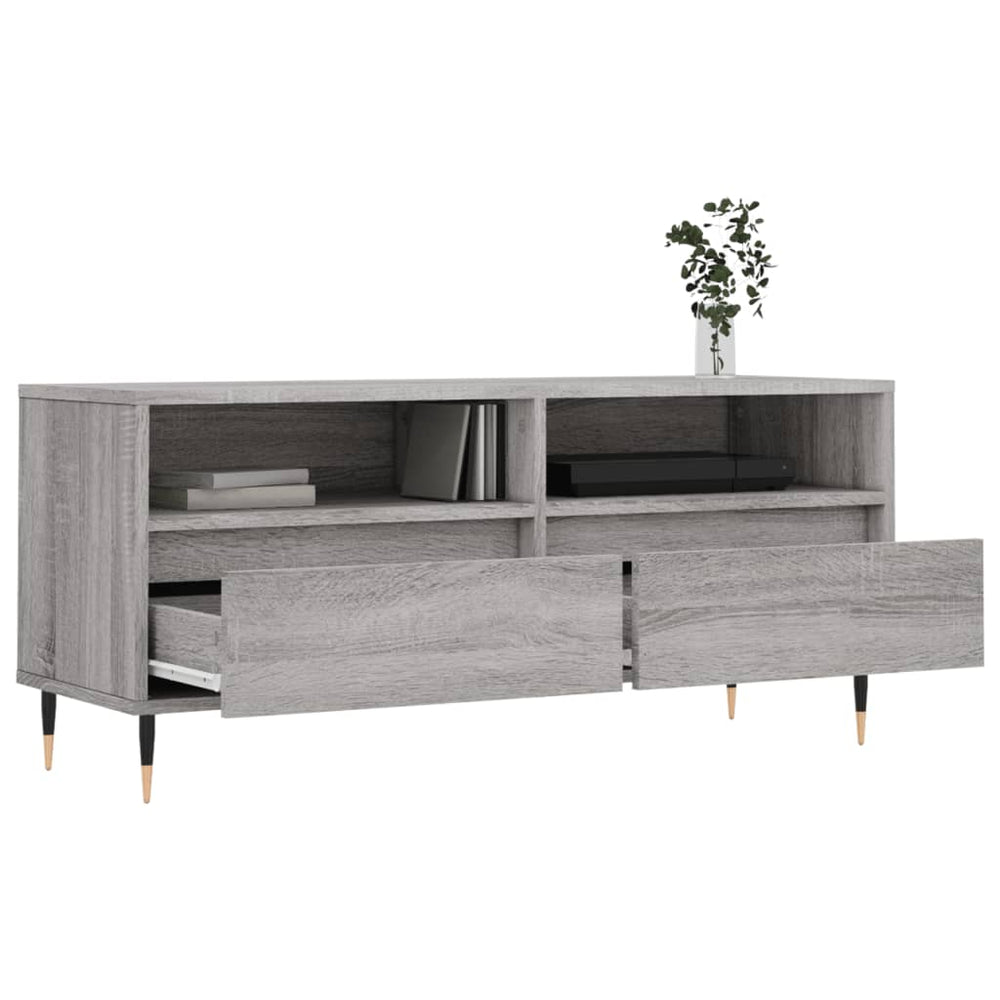 Tv-meubel 100x34,5x44,5 cm bewerkt hout grijs sonoma eikenkleur MeubelReus