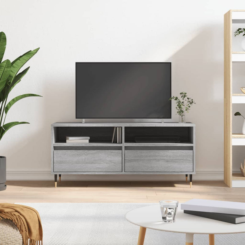 Tv-meubel 100x34,5x44,5 cm bewerkt hout grijs sonoma eikenkleur MeubelReus