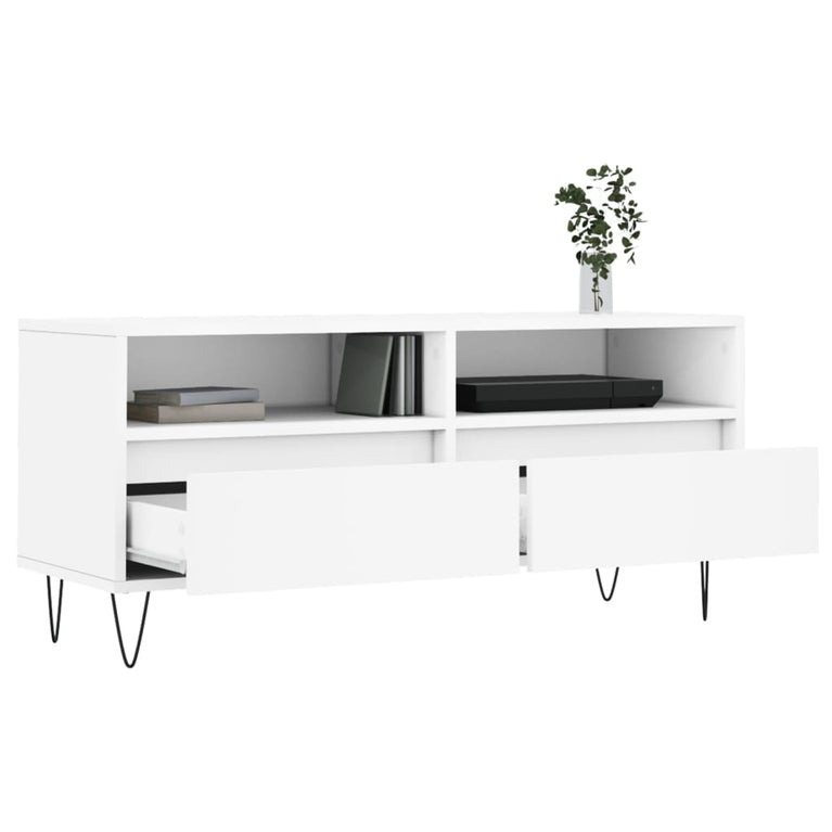 Tv-meubel 100x34,5x44,5 cm bewerkt hout wit MeubelReus