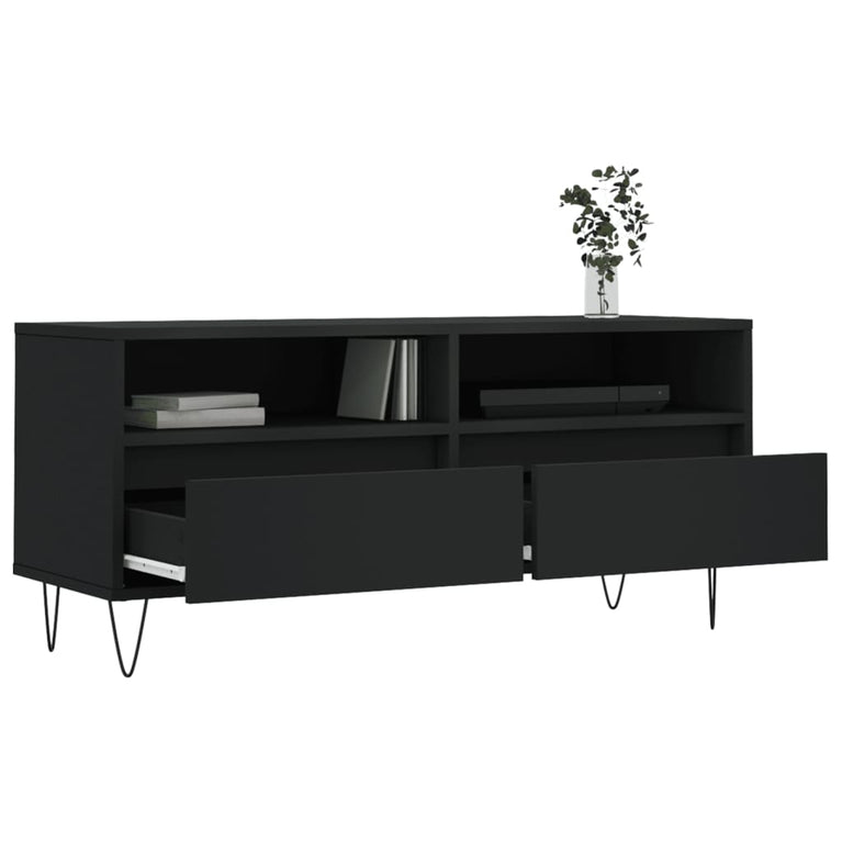 Tv-meubel 100x34,5x44,5 cm bewerkt hout zwart MeubelReus