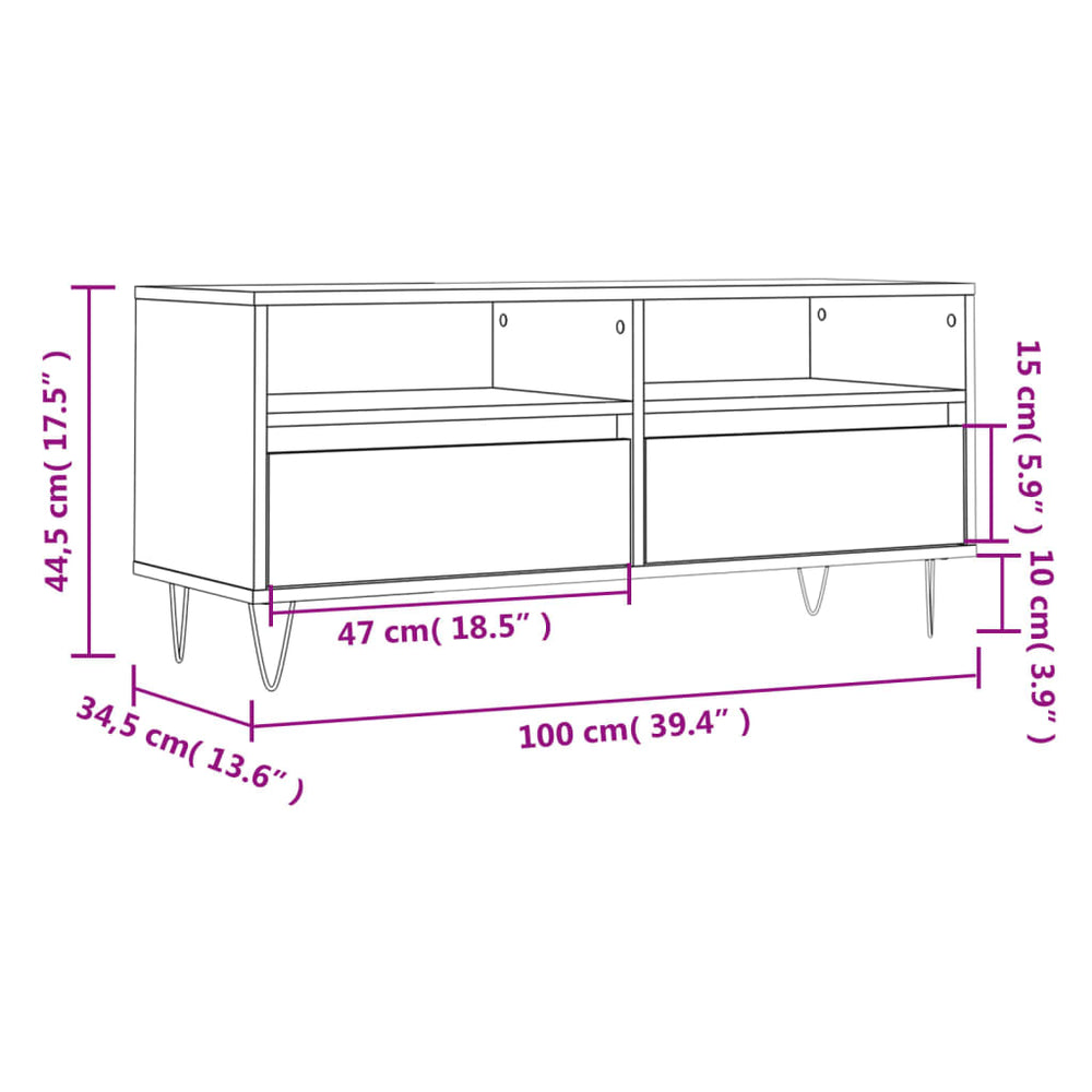 Tv-meubel 100x34,5x44,5 cm bewerkt hout zwart MeubelReus
