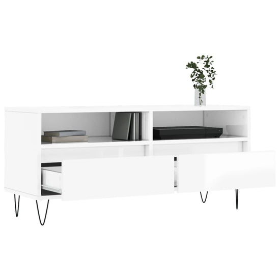 Tv-meubel 100x34,5x44,5 cm bewerkt hout hoogglans wit MeubelReus